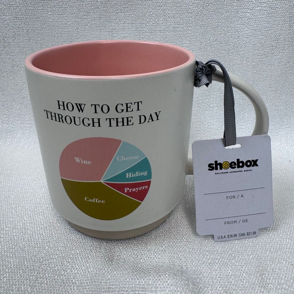 Hallmark Get Through The Day Pie Chart Funny Mug - 16oz Ceramic Coffee Cup